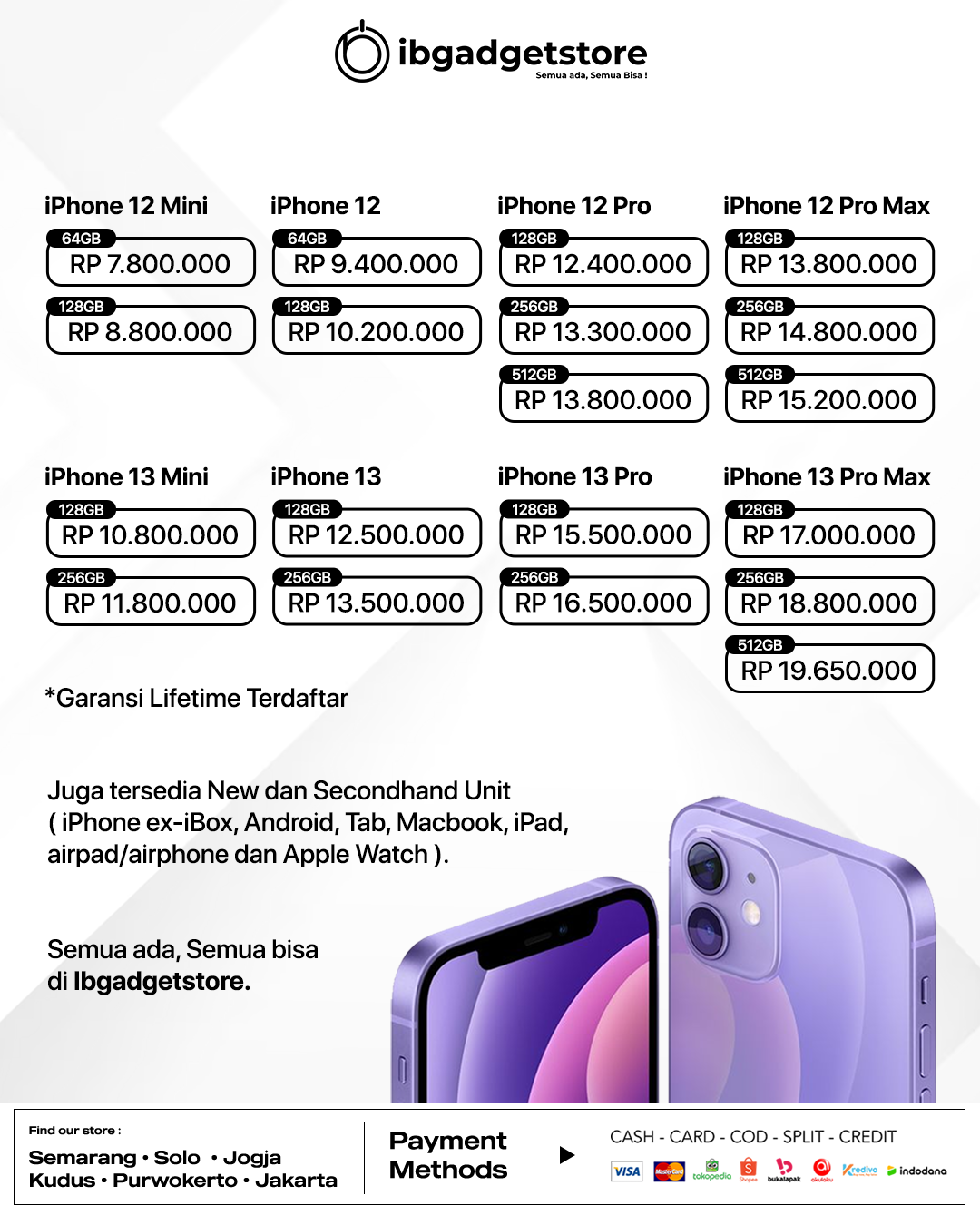 Harga iPhone Pekalongan Terbaru Maret 2023