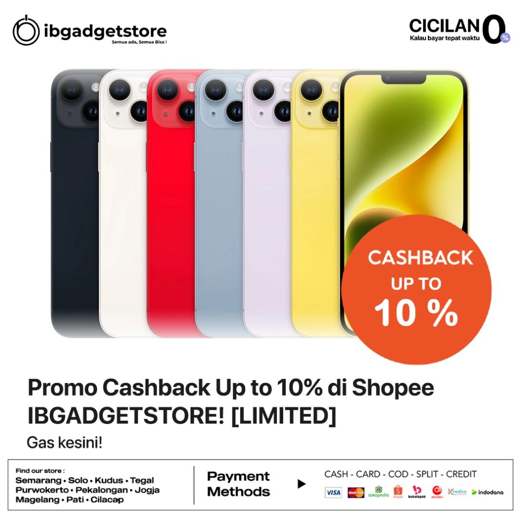 Promo Cashback Up to 10% di Shopee IBGADGETSTORE! [LIMITED]