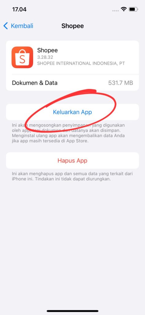cara hapus data aplikasi di iphone