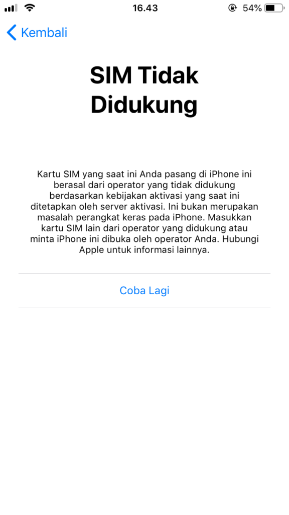 sim tidak didukung iphone