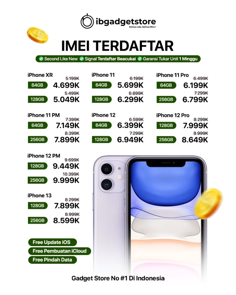 Harga iPhone - IMEI TERDAFTAR